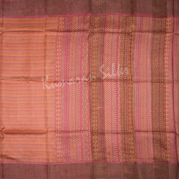 Pure Tussar Pink Mango Printed Saree - Kumaran Silks