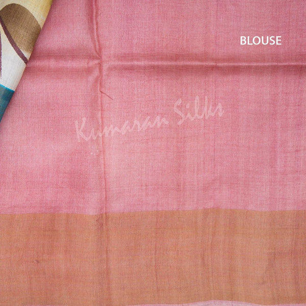 Pure Tussar Rose Pink Saree With Floral Motif - Kumaran Silks