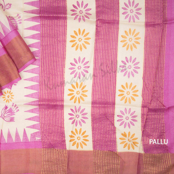 Pure Tussar Blue Plain Saree - Kumaran Silks