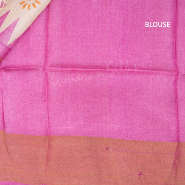 Pure Tussar Blue Plain Saree - Kumaran Silks