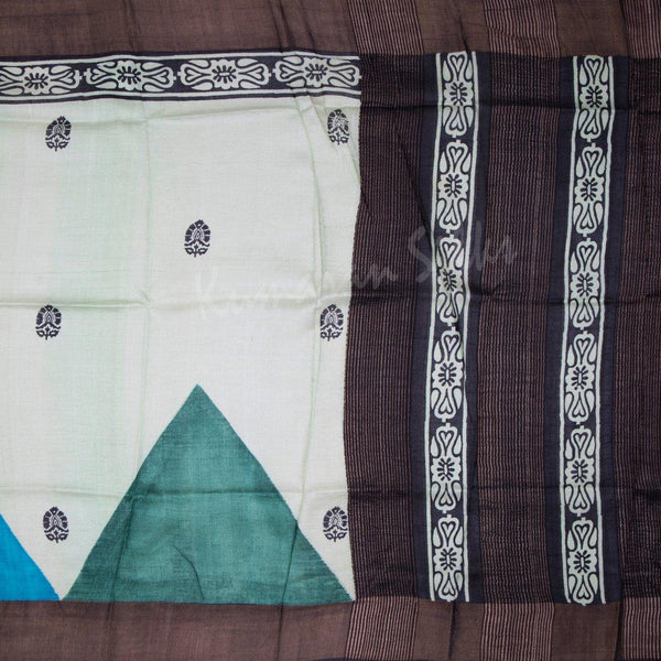 Pure Tussar Light Green Saree With Triangle Design - Kumaran Silks
