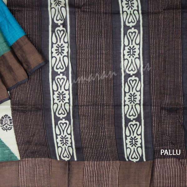 Pure Tussar Light Green Saree With Triangle Design - Kumaran Silks