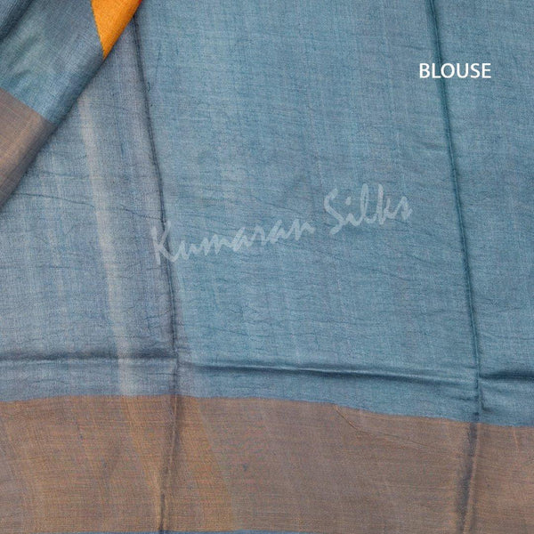 Pure Tussar Cream Saree With Checked Design - Kumaran Silks