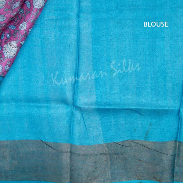 Pure Tussar Pink Saree With Floral Motif - Kumaran Silks