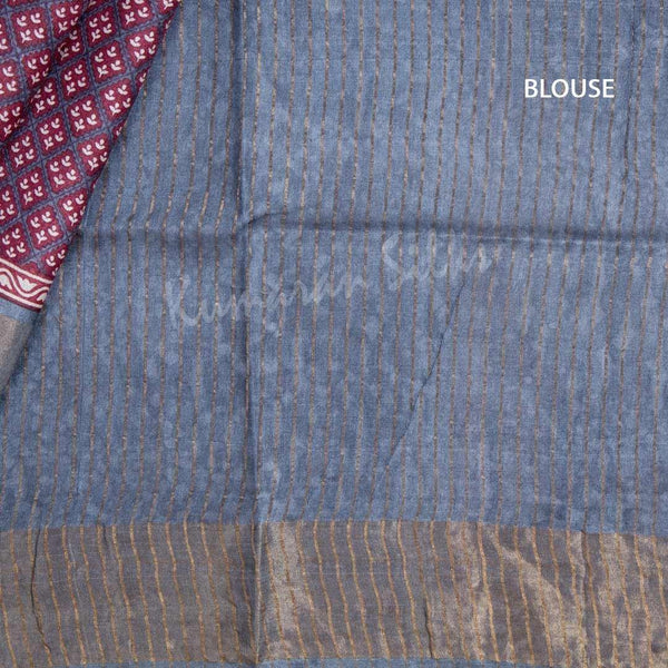 Pure Tussar Ruby Pink Saree With Floral Motif - Kumaran Silks