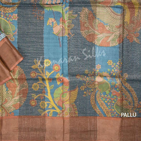 Pure Tussar Light Green Saree With Floral Motif - Kumaran Silks