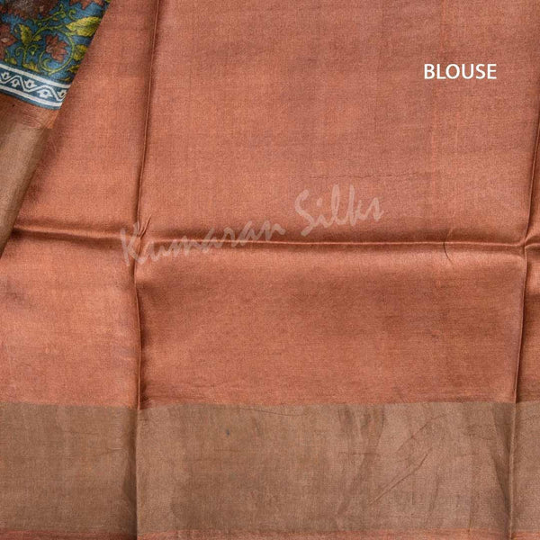 Pure Tussar Light Green Saree With Floral Motif - Kumaran Silks