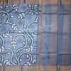 Pure Tussar Greyish Blue Saree With Leaf Design - Kumaran Silks