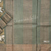 Pure Tussar Olive Green Saree With Leaf Design - Kumaran Silks