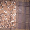 Pure Tussar Brown Saree With Leaf Design - Kumaran Silks