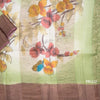 Pure Tussar Light Green Saree With Floral Motif 02 - Kumaran Silks