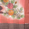 Pure Tussar Dark Peach Saree With Floral Motif - Kumaran Silks