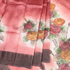 Pure Tussar Dark Peach Saree With Floral Motif - Kumaran Silks