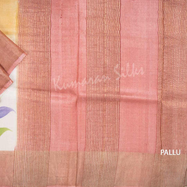 Pure Tussar Gold Saree With Floral Motif - Kumaran Silks