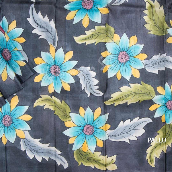 Pure Tussar Wine Plain Saree - Kumaran Silks