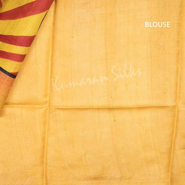 Pure Tussar Yellow Printed Saree - Kumaran Silks