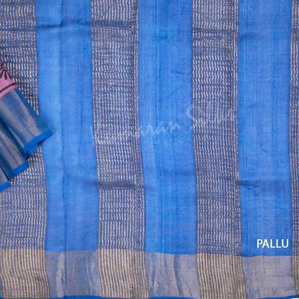 Pure Tussar Dark Pink Mango Printed Saree - Kumaran Silks