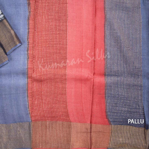 Pure Tussar Red Floral Printed Saree - Kumaran Silks