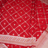 Semi Banaras Red Saree With Diamond Design - Kumaran Silks