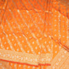 Semi Banaras Orange Saree With Floral Motif - Kumaran Silks