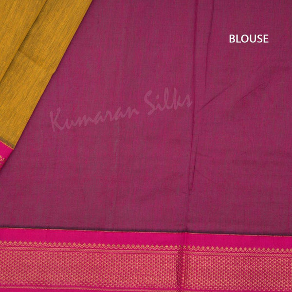 Kalyani Cotton Mustard Saree With Contrast Border - Kumaran Silks
