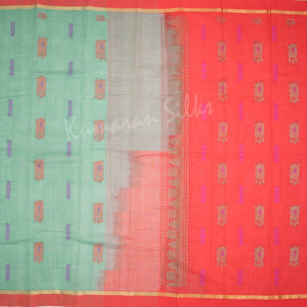 Kanchi Cotton Light Geen Saree With Simple Border - Kumaran Silks