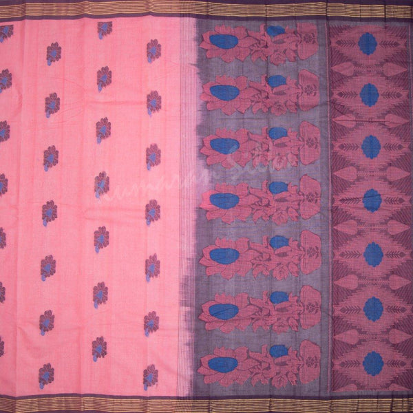Kanchi Cotton Rose Pink Saree With Simple Border - Kumaran Silks