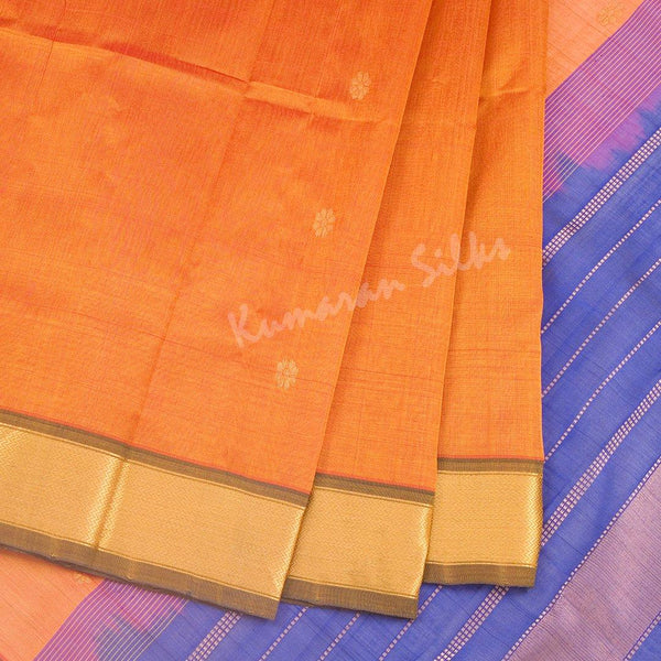 Amirthavarshini Silk Cotton Mango Yellow Saree With Zari Buttas - Kumaran Silks