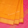 Amirthavarshini Silk Cotton Mango Yellow Plain Saree - Kumaran Silks