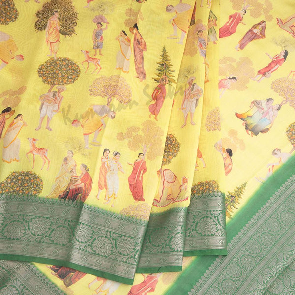 Silk Viscose Traditional Mankind Yellow Printed Saree - Kumaran Silks