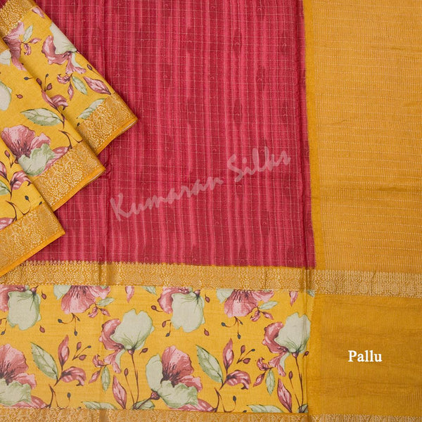 Semi Raw Silk Maroon Printed Saree 03 - Kumaran Silks
