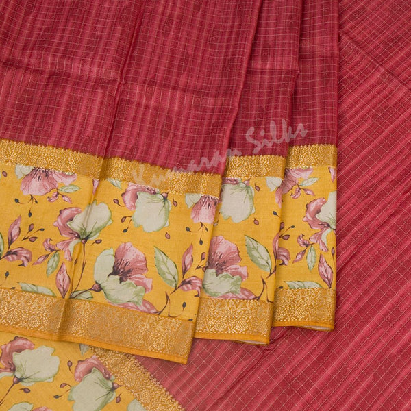 Semi Raw Silk Maroon Printed Saree 03 - Kumaran Silks