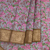 Semi Raw Silk Greyish Blue Printed Saree 02 - Kumaran Silks