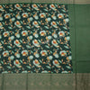 Semi Raw Silk Dark Green Floral Printed Saree - Kumaran Silks