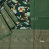 Semi Raw Silk Dark Green Floral Printed Saree - Kumaran Silks