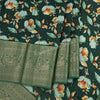Semi Raw Silk Dark Green Floral Printed Saree - Kumaran Silks