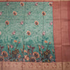 Semi Raw Silk Sage Green Floral Printed Saree - Kumaran Silks