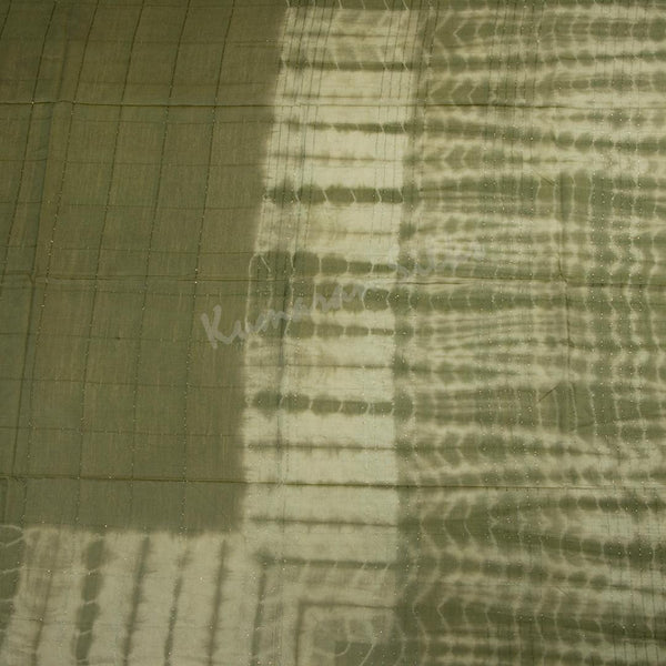 Semi Linen Olive Green Checked Saree - Kumaran Silks