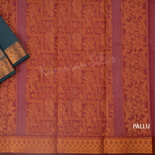 Silk Cotton Greyish Blue Zari Worked Saree 02 - Kumaran Silks