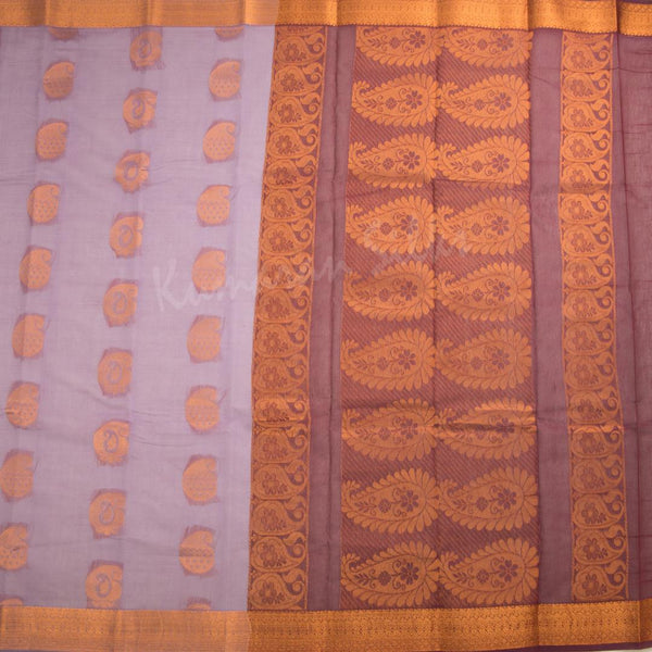 Silk Cotton Purple Zari Worked Saree - Kumaran Silks