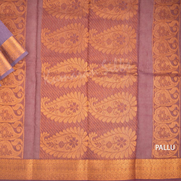 Silk Cotton Purple Zari Worked Saree - Kumaran Silks