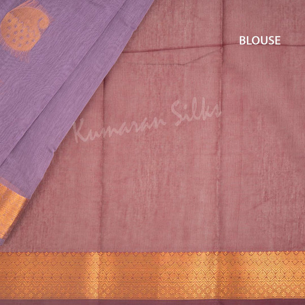 Silk Cotton Purple Zari Worked Saree - Kumaran Silks
