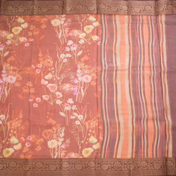 Soft Organza Maroon Floral Printed Saree - Kumaran Silks