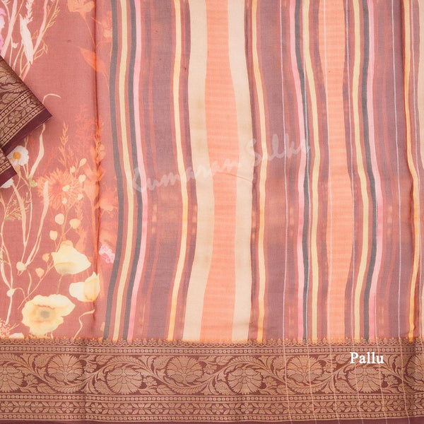 Soft Organza Maroon Floral Printed Saree - Kumaran Silks