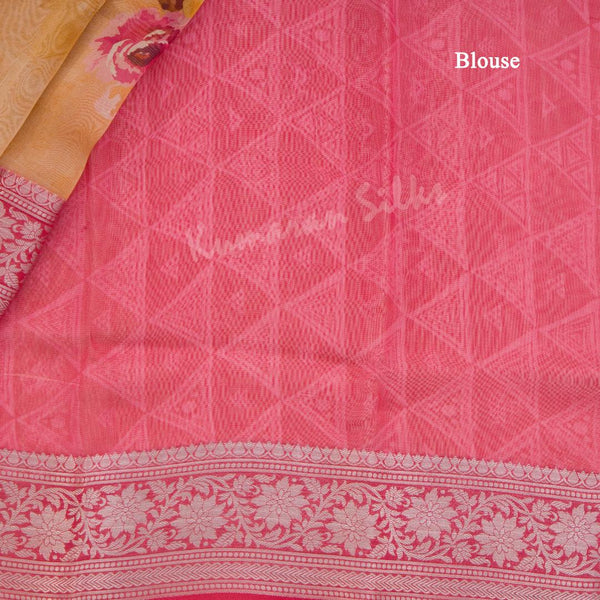 Soft Organza Light Brown Floral Printed Saree - Kumaran Silks
