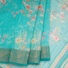 Soft Organza Turquoise Floral Printed Saree - Kumaran Silks