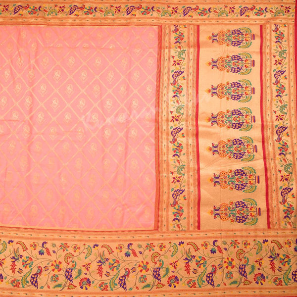 Semi Banaras Dark Peach Zari Worked Saree - Kumaran Silks