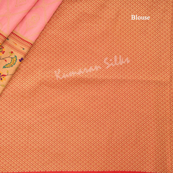 Semi Banaras Dark Peach Zari Worked Saree - Kumaran Silks