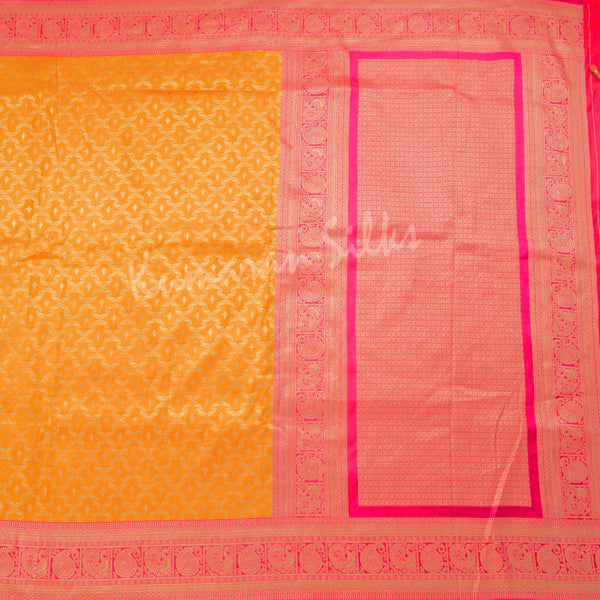 Semi Banaras Mango Yellow Zari Worked Saree - Kumaran Silks