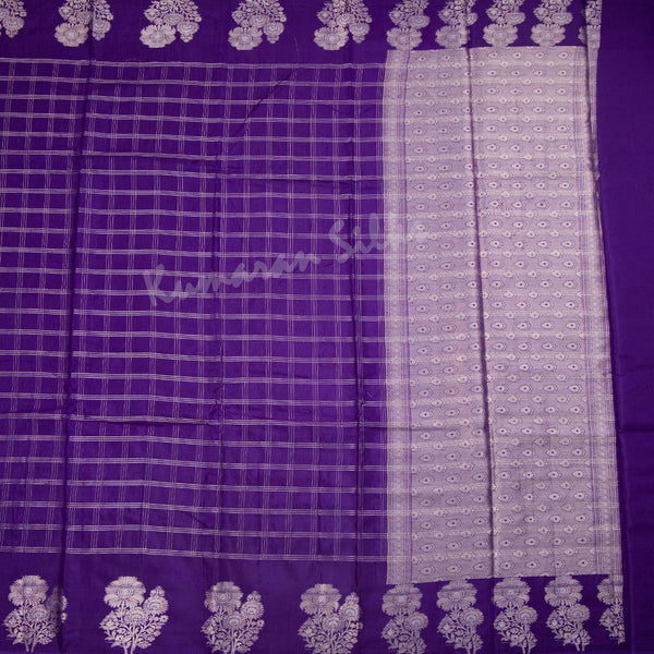 Ranvi Silk Violet Checked Saree - Kumaran Silks
